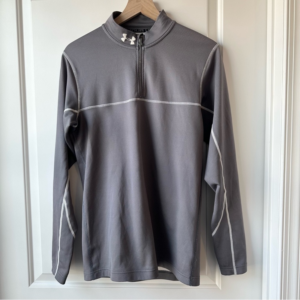 Under Armour Men’s Pullover Gray Cold Gear 1/4 Zip Fitted Size Small Sweatshirt